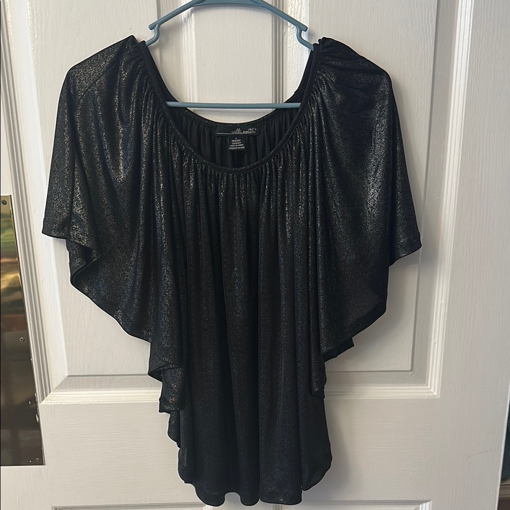Willi Smith Black Asymmetrical Relaxed Blouse